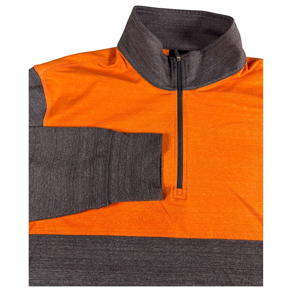 Dunning Golf Quarter Zip Pullover Mens Large Orange Gray Excellent Colorblock